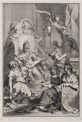 KG 11369
          <br/>
          Titelblad van "Architectuur van Alberti" met portret
          <br/>
          <em>Picart, Bernard (1673-1733)</em>
        