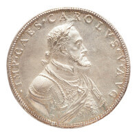 TMNK 00119
<br/>
Overwinningen door keizer Karel V op de hervormde vorsten behaald, in Italië, Spanje en de Nederlanden(afgietsel)
<br/>
<em>(onbekend)</em>