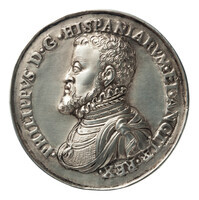 TMNK 00146
<br/>
Philips II herstelt het rooms-katholieke geloof en onderdrukt en vervolgt de afvalligen (later werk)
<br/>
<em>Poggini, Giovanni Paolo (Giampaolo) (1518-1582)</em>