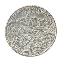 TMNK 00222
<br/>
Ontzet van Leiden en het vertrek van de Spaanse troepen in 1574
<br/>
<em>Republiek der Zeven Verenigde Nederlanden, Holland, provincie (1581-1795)</em>