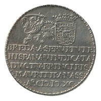 TMNK 00294
<br/>
Inname van Breda op de Spanjaarden met behulp van een turfschip door Charles de Héraugnières
<br/>
<em>Republiek der Zeven Verenigde Nederlanden, Holland, provincie (1581-1795)</em>