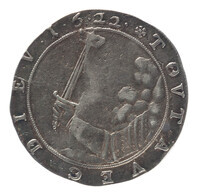 TMNK 00416
<br/>
Daalder (pfaffenfeindtaler, noodmunt) uit Lippstadt op naam van Christiaan van Brunswijk, geslagen uit het zilver van het standbeeld van Sint Liborius uit de kerk van Paderborn
<br/>
<em>Lippstadt</em>