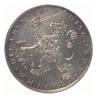 TMNK 00418
<br/>
Beloningspenning (zilveren afslag) van de Staten-Generaal, aan buitenlandse gezanten en bij bijzondere gelegenheden aangeboden
<br/>
<em>Republiek der Zeven Verenigde Nederlanden, Holland (West-Friesland), landschap (1573-1795)</em>