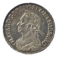 TMNK 00646
<br/>
Halve crown uit Engeland op naam van Olivier Cromwell (1653-1658)
<br/>
<em>Engeland, republiek (1649-1660)</em>