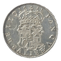 TMNK 00646
<br/>
Halve crown uit Engeland op naam van Olivier Cromwell (1653-1658)
<br/>
<em>Engeland, republiek (1649-1660)</em>