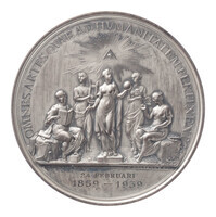 TMNK 02222
<br/>
Tachtigste verjaardag van Jan Adriaan Fontein, hulde van Directeuren en Secretaris van Teylers stichting te Haarlem aan hun voorzitter
<br/>
<em>Nederland, Koninkrijk (1830-heden)</em>