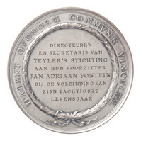 TMNK 02222
<br/>
Tachtigste verjaardag van Jan Adriaan Fontein, hulde van Directeuren en Secretaris van Teylers stichting te Haarlem aan hun voorzitter
<br/>
<em>Nederland, Koninkrijk (1830-heden)</em>