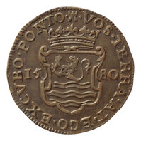 TMNK 04366
          <br/>
          Rekenpenning van Zeeland over het tot stadhouder verheffen van Willem van Oranje (Willem I)
          <br/>
          <em>Zeeland, graafschap</em>
