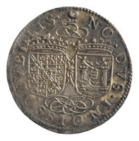 TMNK 04477
          <br/>
          Rekenpenning (strooipenning) bij de inhuldiging van Prins Maurits als heer van Veere
          <br/>
          <em>Republiek der Zeven Verenigde Nederlanden, Zeeland, provincie (1581-1795)</em>