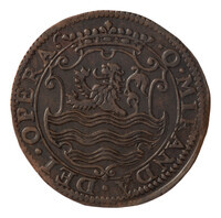 TMNK 04576
          <br/>
          Rekenpenning van Zeeland over de overwinning van de coalitie Engeland, Frankrijk en de Nederlanden op de Spanjaarden bij Turnhout
          <br/>
          <em>Republiek der Zeven Verenigde Nederlanden, Zeeland, provincie (1581-1795)</em>
