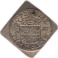 TMNK 05207
<br/>
Zes en een kwart stuiver (noodmunt) uit Groningen en Ommelanden, herdenkingsmunt geslagen na het beleg
<br/>
<em>Groningen en Ommelanden</em>