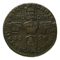 TMNK 05210
<br/>
Crown (noodmunt, kanonnengeld) van Jacobus II (1685-1688), tijdens zijn gedwongen verblijf in Ierland geslagen
<br/>
<em>Ierland</em>