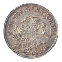 TMNK 05463
<br/>
Vroedschapspenning van de stad Leiden met het ontzet van Leiden als onderwerp
<br/>
<em>Republiek der Zeven Verenigde Nederlanden, republiek (1588-1795)</em>