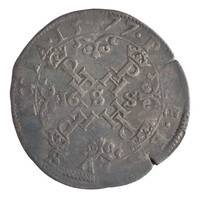 TMNK 05589
<br/>
Halve statendaalder uit Gelderland op naam van Philips II, koning van Spanje (1556-1598)
<br/>
<em>Gelre, Staten van Gelderland</em>