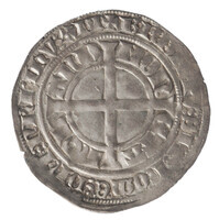 TMNK 05628
<br/>
Groot uit Holland op naam van Albrecht van Beieren, ruwaard (1358-1389) en graaf van Holland en Henegouwen (1389-1404)
<br/>
<em>Holland, graafschap</em>