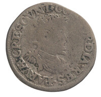 TMNK 05649
          <br/>
          Twintigste leicesterreaal (stoter) uit Holland op naam van Robert Dudley, sir, graaf van Leicester
          <br/>
          <em>Republiek der Zeven Verenigde Nederlanden, Holland, provincie (1581-1795)</em>