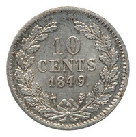 TMNK 05869
          <br/>
          Tien cent (dubbeltje) uit Nederland op naam van Willem II, koning (1840-1849)
          <br/>
          <em>Nederland, Koninkrijk (1830-heden)</em>