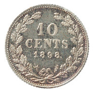 TMNK 05889
          <br/>
          Tien cent (dubbeltje) uit Nederland op naam van Wilhelmina, koningin der Nederlanden (1890-1948)
          <br/>
          <em>Nederland, Koninkrijk (1830-heden)</em>