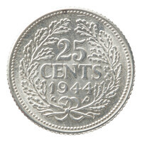 TMNK 05897
          <br/>
          Vijfentwintig cent (kwartje) uit Nederland op naam van koningin Wilhelmina (1890-1948)
          <br/>
          <em>Nederland, Koninkrijk (1830-heden)</em>