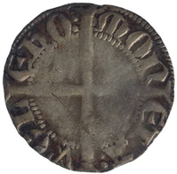 TMNK 06025
<br/>
Kwart groot uit Gelre op naam van Reinoud II (graaf 1326-1339)
<br/>
<em>Gelre, hertogdom (1339-1581)</em>