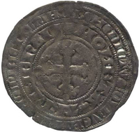 TMNK 06074
<br/>
Plak (dubbele groot) uit Gelre op naam van Eduard, hertog (1361-1371)
<br/>
<em>Gelre, hertogdom (1339-1581)</em>