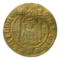 TMNK 06112
<br/>
Goudgulden (rijnsgulden) uit Gelre op naam van Willem II (voor de opvolging in Gulik 1371-1393)
<br/>
<em>Gelre, hertogdom (1339-1581)</em>