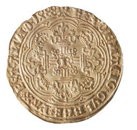 TMNK 06315
<br/>
Halve nobel (schuitken) uit Gelre op naam van Philips de Schone, hertog (1482-1492) / Maximiliaan I, voogd (1482-1492)
<br/>
<em>Gelre, hertogdom (1339-1581)</em>