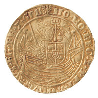 TMNK 06316
<br/>
Halve rozenobel (schuitken) uit Gelre op naam van Philips de Schone, hertog (1482-1492) / Maximiliaan I, voogd (1482-1492)
<br/>
<em>Gelre, hertogdom (1339-1581)</em>
