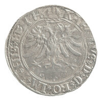 TMNK 06611
<br/>
Vier stuiver (krabbelaar) uit Gelre op naam van Karel V, keizer (1519-1556)
<br/>
<em>Gelre, hertogdom (1339-1581)</em>