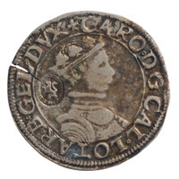 TMNK 06751
<br/>
Teston uit Gelre op naam van Karel III van Lotharingen, hertog van Lotharingen, pretendent van Gelderland (1555-1608)
<br/>
<em>Gelre, hertogdom (1339-1581)</em>