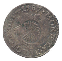 TMNK 06840
          <br/>
          Twintigste leicesterreaal (stoter) uit Gelderland op naam van Robert Dudley, sir, graaf van Leicester
          <br/>
          <em>Republiek der Zeven Verenigde Nederlanden, Gelderland</em>