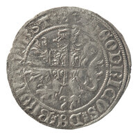 TMNK 07381
<br/>
Dubbele groot (kromstaart) uit Batenburg op naam van Diederik II van Bronkhorst, heer van Anholt en Batenburg (1432-1451)
<br/>
<em>Batenburg, heerlijkheid (11e eeuw-1503)</em>
