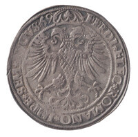 TMNK 07415
<br/>
Halve daalder uit Batenburg op naam van Willem V van Bronckhorst, heer van Batenburg en Stein (1556-1573)
<br/>
<em>Batenburg, heerlijkheid (1534-1795)</em>
