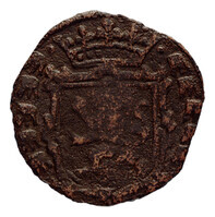 TMNK 07512
<br/>
Duit uit Batenburg op naam van Maximiliaan van Bronckhorst, vrijheer van Batenburg (1602-1641)
<br/>
<em>Batenburg, heerlijkheid (1534-1795)</em>