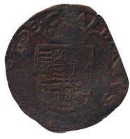 TMNK 08089
<br/>
Duit uit Roermond op naam van Albrecht en Isabella, soeverein vorsten over de Zuidelijke Nederlanden (1598-1621)
<br/>
<em>Spaanse Nederlanden, Roermond</em>