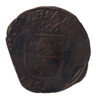 TMNK 08089
<br/>
Duit uit Roermond op naam van Albrecht en Isabella, soeverein vorsten over de Zuidelijke Nederlanden (1598-1621)
<br/>
<em>Spaanse Nederlanden, Roermond</em>