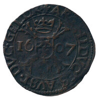 TMNK 08091
<br/>
Oord uit Roermond op naam van Albrecht en Isabella, soeverein vorsten over de Zuidelijke Nederlanden (1598-1621)
<br/>
<em>Spaanse Nederlanden, Roermond</em>