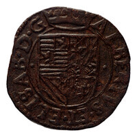 TMNK 08094
<br/>
Oord uit Roermond op naam van Albrecht en Isabella, soeverein vorsten over de Zuidelijke Nederlanden (1598-1621)
<br/>
<em>Spaanse Nederlanden, Roermond</em>