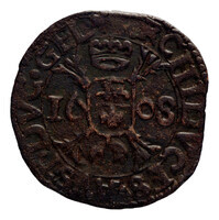 TMNK 08094
<br/>
Oord uit Roermond op naam van Albrecht en Isabella, soeverein vorsten over de Zuidelijke Nederlanden (1598-1621)
<br/>
<em>Spaanse Nederlanden, Roermond</em>