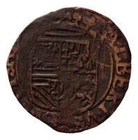 TMNK 08095
<br/>
Duit uit Roermond op naam van Albrecht en Isabella, soeverein vorsten over de Zuidelijke Nederlanden (1598-1621)
<br/>
<em>Spaanse Nederlanden, Roermond</em>
