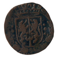 TMNK 08109
<br/>
Duit uit Roermond op naam van Philips IV (1621-1665)
<br/>
<em>Roermond, Spaanse Nederlanden</em>
