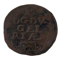 TMNK 08109
<br/>
Duit uit Roermond op naam van Philips IV (1621-1665)
<br/>
<em>Roermond, Spaanse Nederlanden</em>