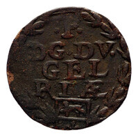 TMNK 08110
<br/>
Duit uit Roermond op naam van Philips IV (1621-1665)
<br/>
<em>Roermond, Spaanse Nederlanden</em>