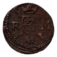 TMNK 08115
<br/>
Duit uit Roermond op naam van Philips IV (1621-1665)
<br/>
<em>Roermond, Spaanse Nederlanden</em>