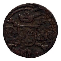 TMNK 08117
<br/>
Duit uit Roermond op naam van Philips IV (1621-1665)
<br/>
<em>Roermond, Spaanse Nederlanden</em>