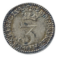 TMNK 08968
<br/>
Drie pence uit Engeland op naam van Willem III (1689-1694) / Maria (1689-1694)
<br/>
<em>Engeland, koninkrijk</em>
