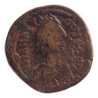 TMNK 09741
<br/>
Halve follis (twintig nummi) uit het Oost-Romeinse Rijk op naam van Anastasios I (Flavius Anastasius) I, keizer (491-518)
<br/>
<em>Oost-Romeinse Rijk</em>