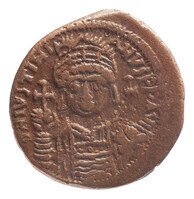 TMNK 09761
<br/>
Follis (veertig nummi) uit het Byzantijnse Rijk op naam van Justinianus I (527-565)
<br/>
<em>Byzantijns Keizerrijk</em>