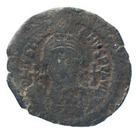 TMNK 09765
<br/>
Halve follis (twintig nummi) uit het Byzantijnse Rijk op naam van Justinianus I
<br/>
<em>Byzantijns Keizerrijk</em>