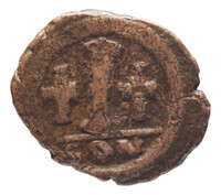 TMNK 09768
<br/>
Kwart follis (tien nummi) uit het Byzantijnse Rijk op naam van Justinianus I
<br/>
<em>Byzantijns Keizerrijk</em>